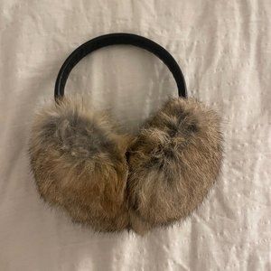 Rudsak genuine leather and racoon fur earmuffs